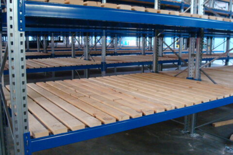 Wooden slat wide pallet racking