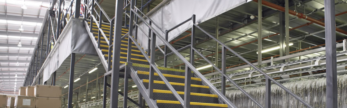Mezzanine floor industrial stairs