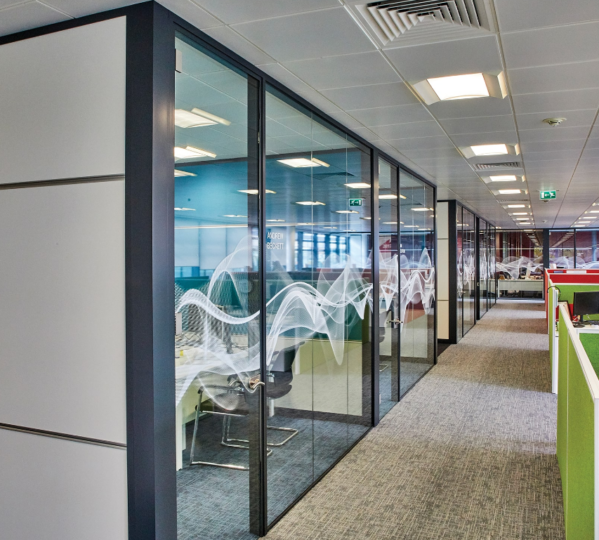Glazed office partitioning