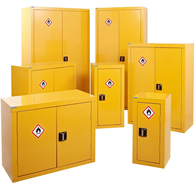 Hazardous storage metal cabinets in various sizes